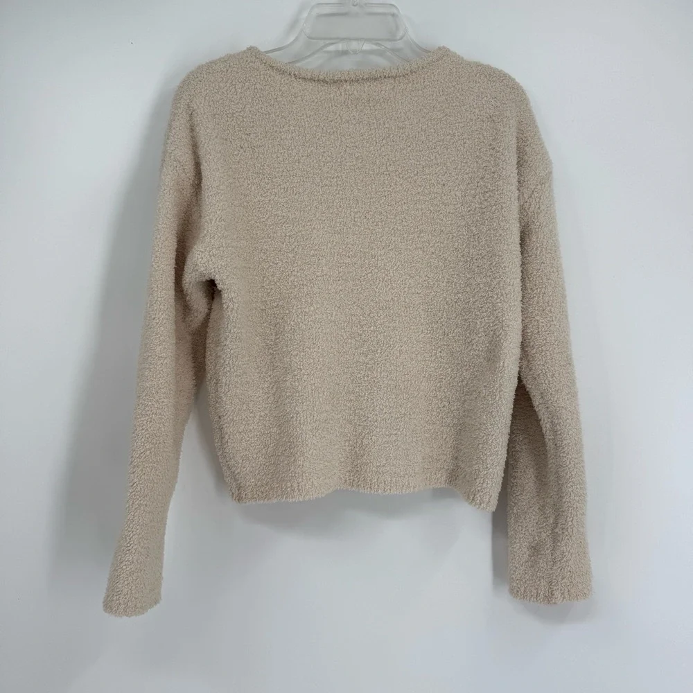 Natural Life Cardigan Sweater Size Small Cream Fuzzy Button Up Cottagecore - Picture 6 of 7